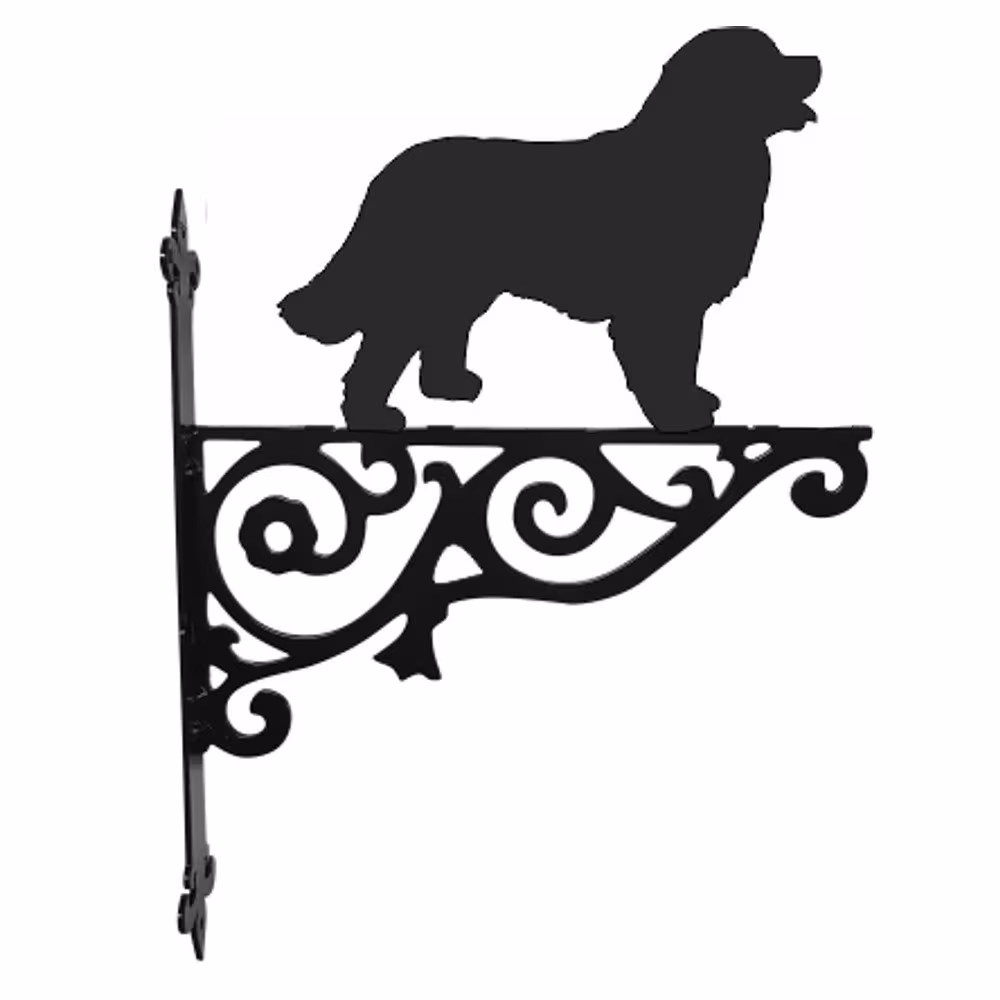 Bernese Mountain Dog Ornamental Hanging Bracket - Contemporary Basket Wall Mounted Decorative Garden Black