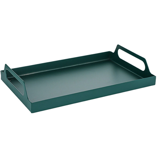 Bathroom Storage Tray Metal Tray Organizer with Handles green