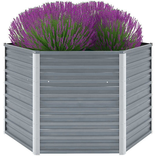 Topdeal - Garden Planter Galvanised Steel 129x129x77 cm Grey VDTD29036