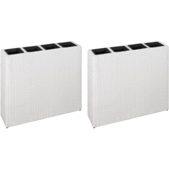 Hommoo - Garden Planter with 4 Pots 2 pcs Poly Rattan White VD21318
