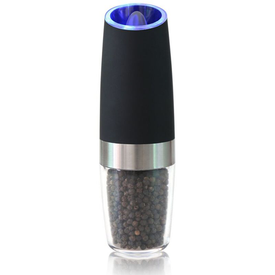 Fvbjd - Gravity Electric Salt and Pepper Grinder Set with Adjustable Automatic Pepper and Salt Mill black