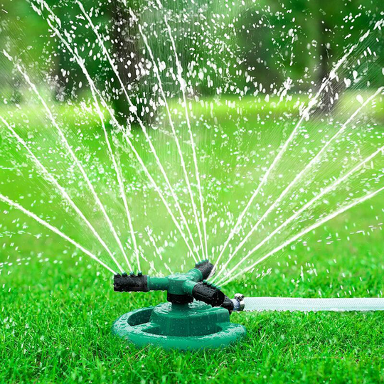 Garden Sprinkler, Automatic Lawn Sprinkler 360 Degree Rotating 3 Arms Adjustable Water Sprinkler System Large Coverage for Garden Plants Lawn