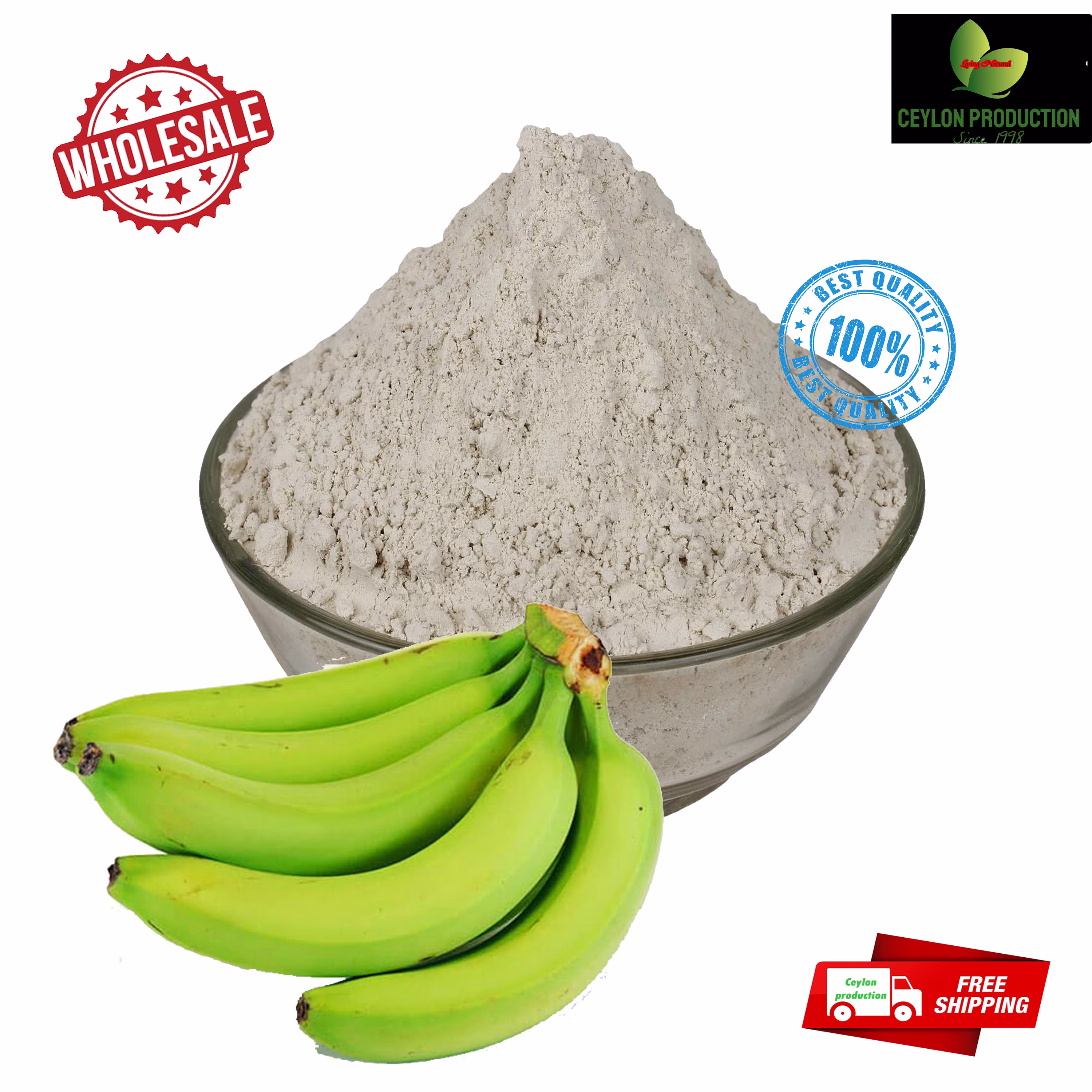 Pure Organic Green Banana Ground Flour/Powder(Plantain Flour Natural Dehydrated Dried From Ceylon Sri Lanka Free Shipping Worldwide