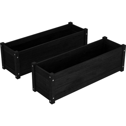 Vidaxl - Garden Planters 2 pcs Black 100x31x31 cm Solid Pinewood Black