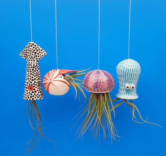 An Octopus Garden Of Large Hanging Air Planters, Octopus, Squid, Jellyfish & Nautilus, Aquatic Wonderland