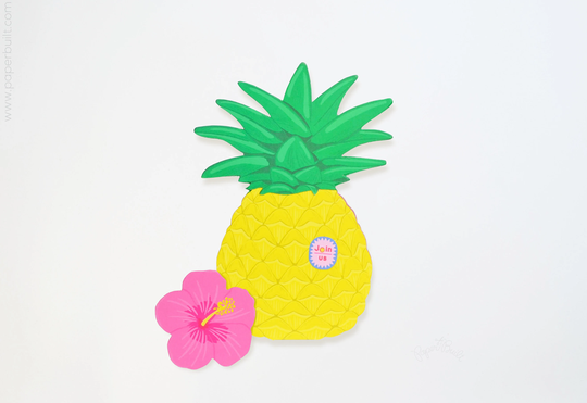 Pineapple Birthday Invitation, Hawaiian Luau Party, Hula Baby Shower, Summer Party Die-Cut Invite