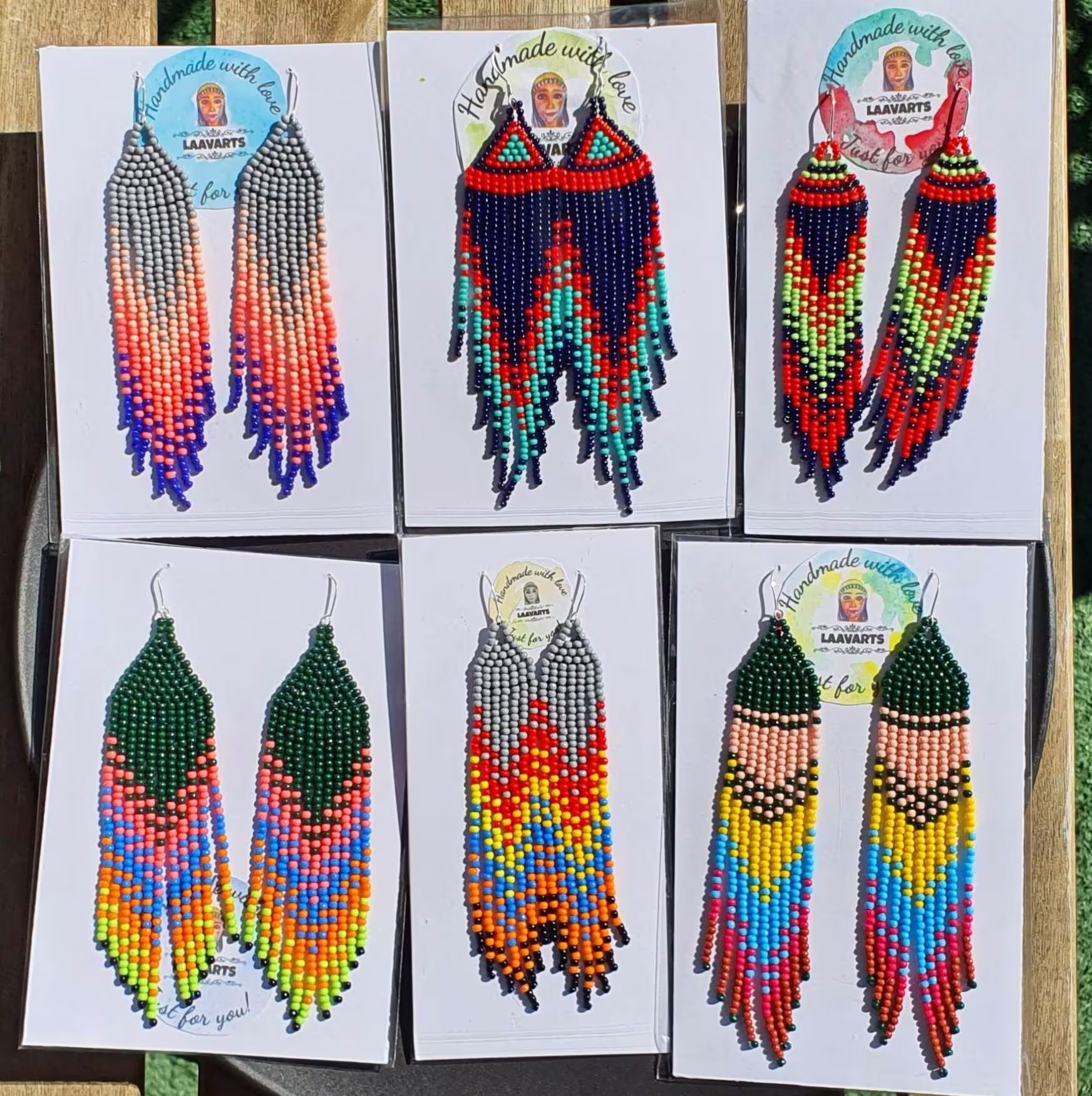 Multicolour Beaded Earrings, Seed Bead Fringe Earring, Beads Jewellery, Christmas Gift, Gift Birthday, Dangling Boho