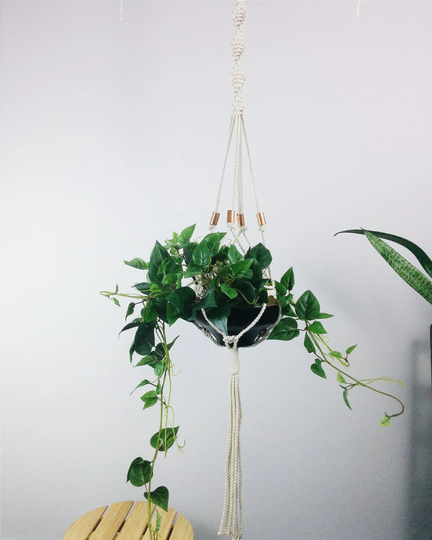 Macrame Plant Hanger, Hanging Planter, Copper Hanger