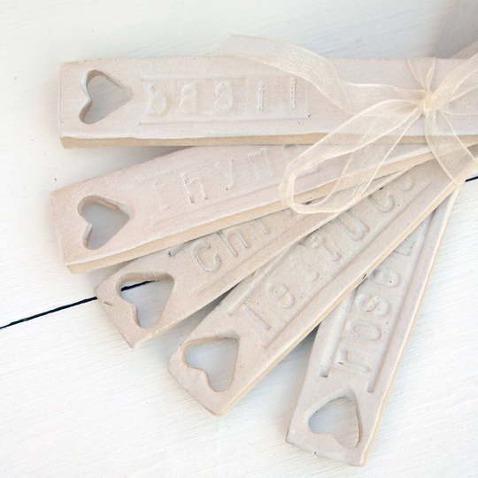 Ceramic Heart Herb And Vegetable Markers