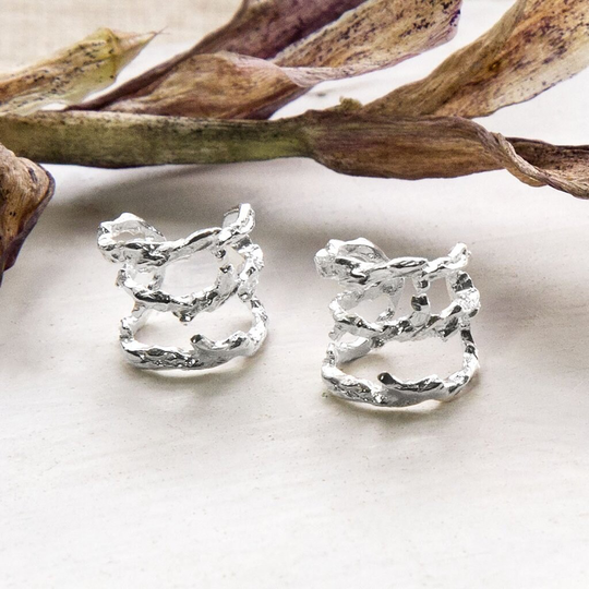 sterling Silver Organic Ear Cuff Earrings