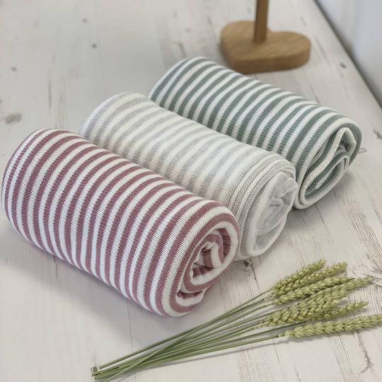 Heritage Knitted Organic Stripey Blanket