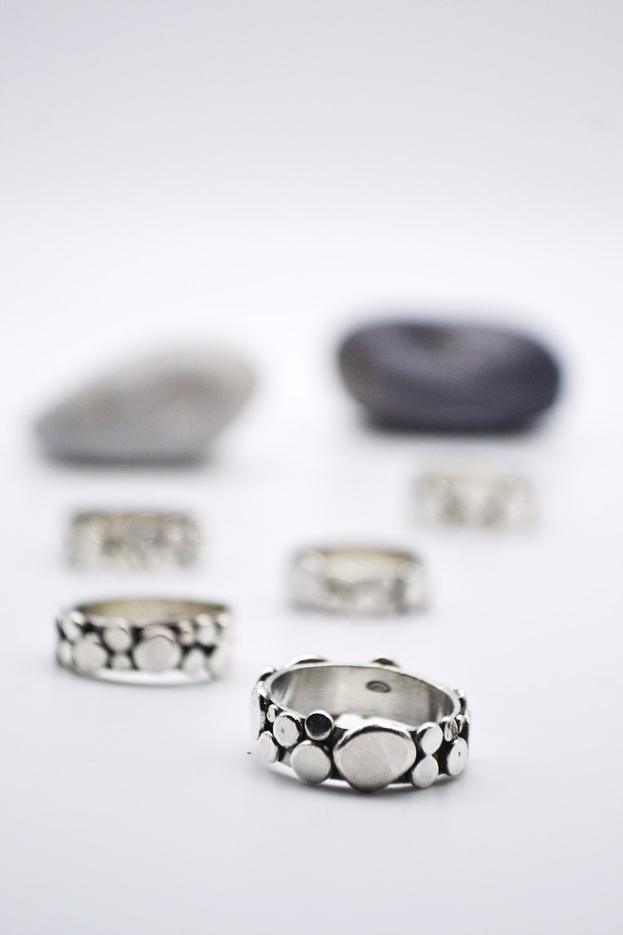 Band Silver Organic Ring With Recycled Nuggets, Handcrafted Made To Order
