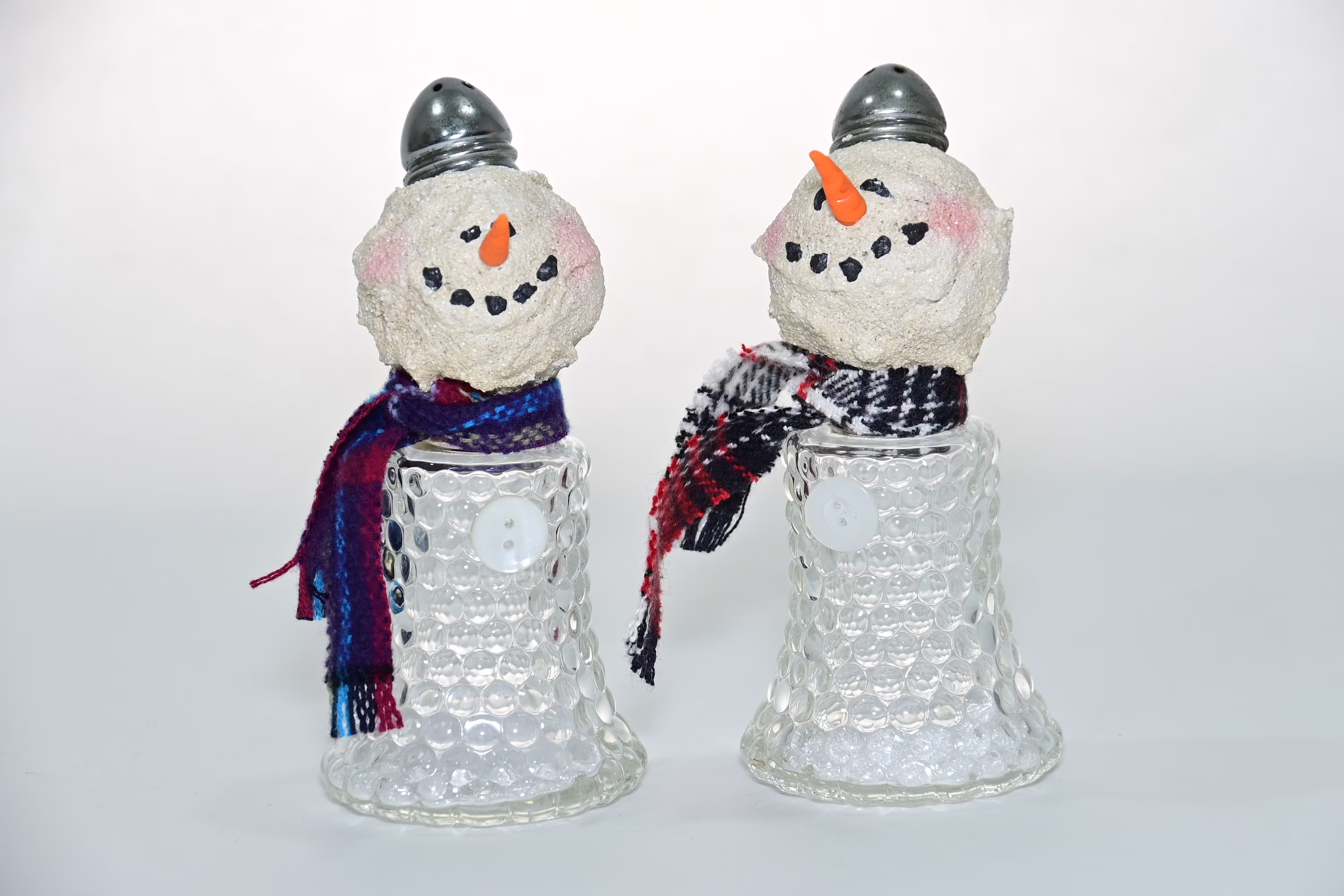 Vintage Salt Shaker Snowman #59 & 60 | Winter Decor Glass Recycled