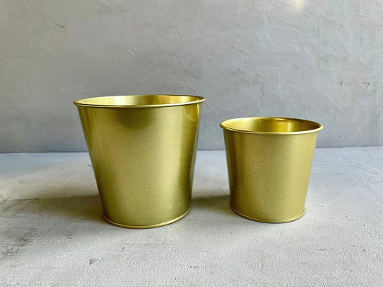 Gold Metal Pots | Simple Design Without Drainage Hole Metal Planter Projects & Crafts Pot Cover
