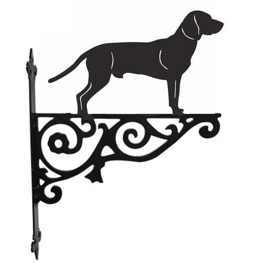 Bavarian Mountain Hound Ornamental Hanging Bracket - Contemporary Basket Wall Mounted Decorative Garden Black