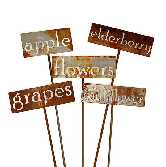 Classic Garden Markers A Through G Rustic Metal For Herbs, Vegetables, Flowers & Other Plants