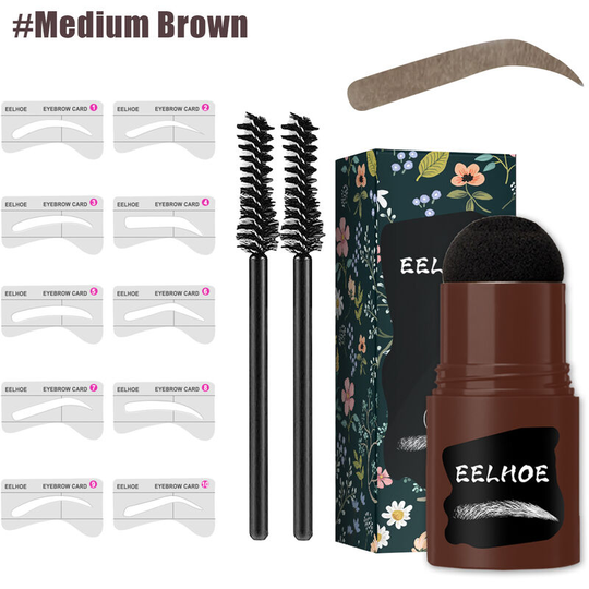 Benobbykids - 2 Pack Stamp Eyebrow Powder Stick Hairline Fluffy Powder Eyebrow Print Makeup Natural Waterproof Quick Dry Shadow Contour Powder Medium