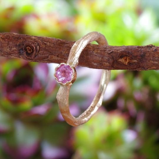 A Powder Pink Sapphire Ring In Nine Carat Yellow Gold, Gold