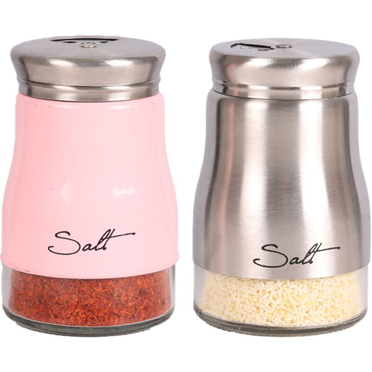 Fvbjd - Salt And Pepper Shakers Set, Kitchen Decor, Glass Salt And Pepper Shakers Set, Cute Salt Shaker silver + pink