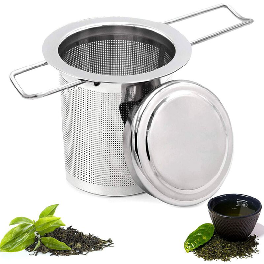 Tea Filter, Stainless Steel Tea Filter, Tea Strainer, Tea Infuser Tea Strainer with Lid, Fine Hole Tea Filter, Folding Handle Design Suitable For Cup