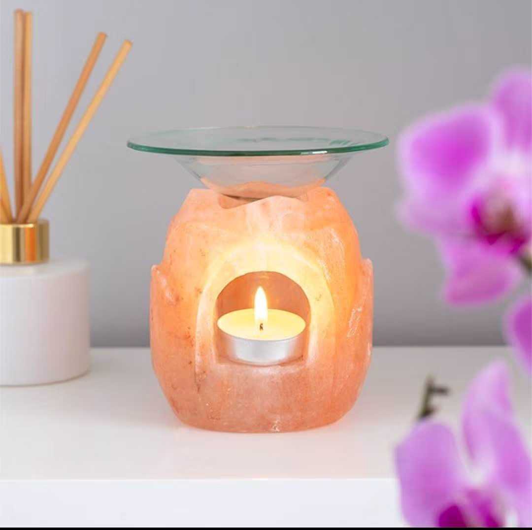 Himalayan Salt Lotus Flower Oil Burner, Wax Melt Warmer