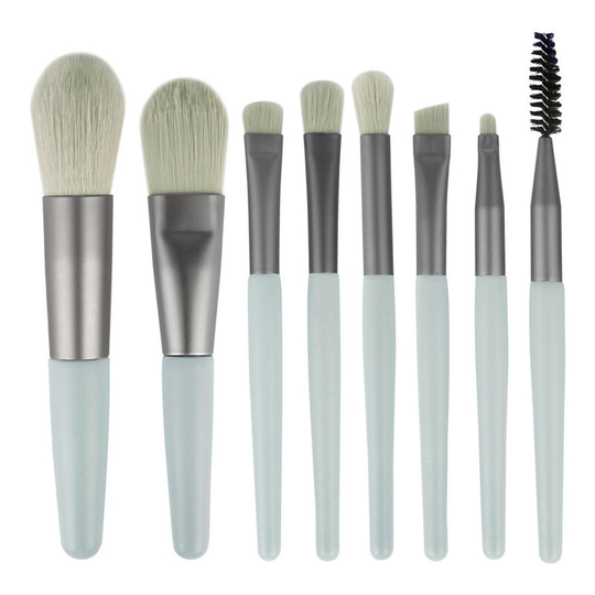 Muff - Morandi 8 Makeup Set Brushes Loose Powder Highlight Blush Eyebrow Brush Lip Brush green