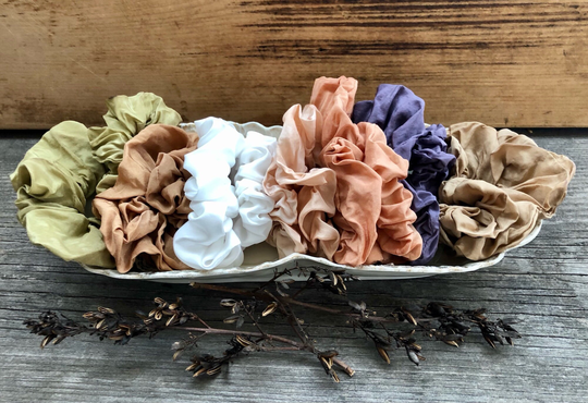 Scrunchie Sets 100% Peace Silk Gots Certified Organic Botanically Dyed Sustainable Biodegradable Cruelty-Free