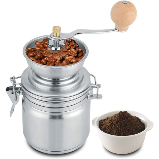 Tinor - Stainless Steel Manual Coffee Grinder, Hand Tool for Grinders, for Coffee Beans, Spices, Nuts, Seeds, Herbs, Pumpkin Seeds, etc. (Money)