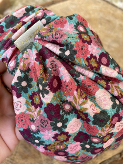 Floral Organic Cotton Twistband/ Gift Cotton Headband/ Turban Jersey Lighweight Headwrap/Retro/Vintage Twisted Headband/Retro Flowers