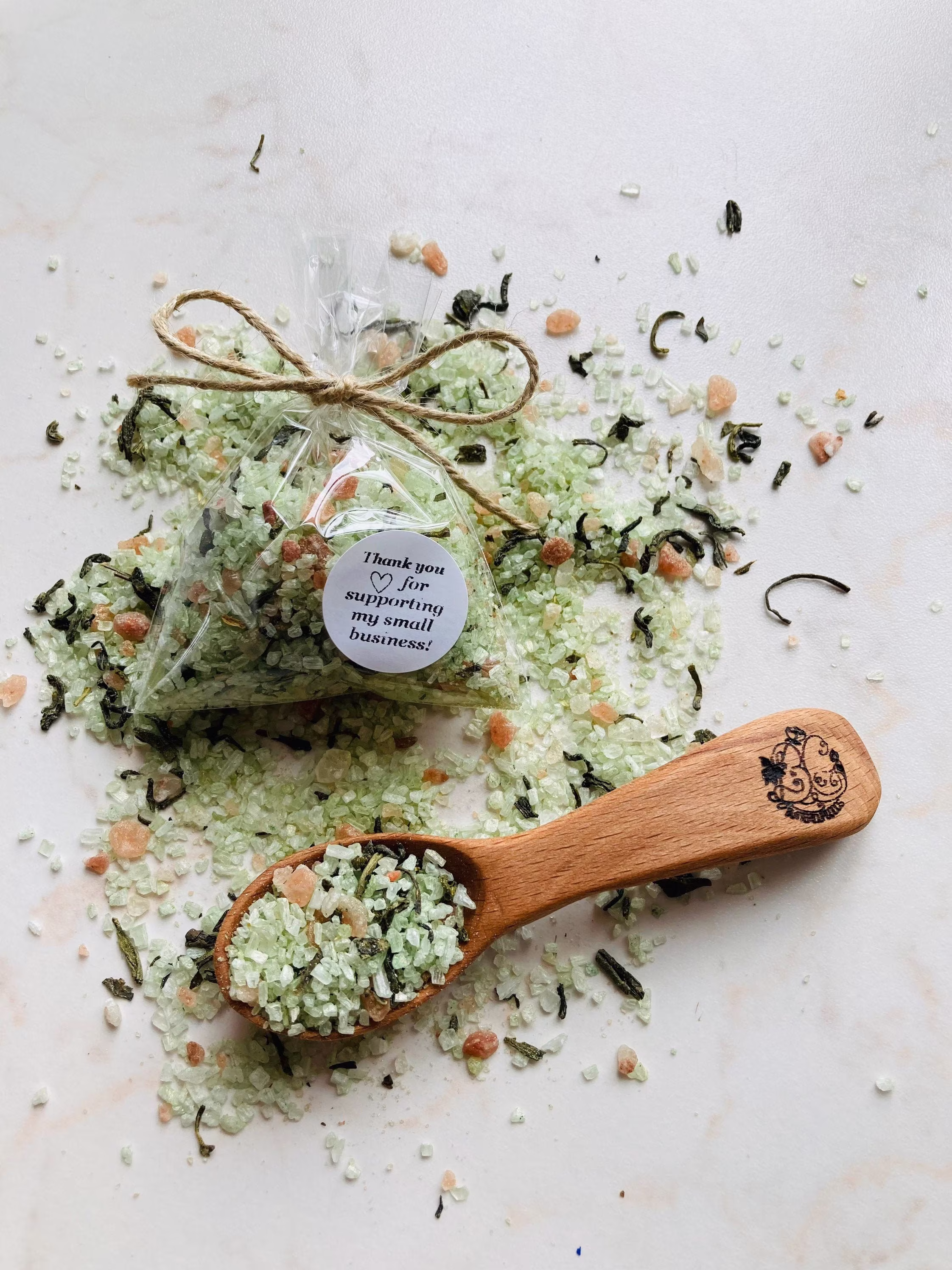40Pcs Green Tea/Eucalyptus Bath Salt Favor Bags, Wedding Shower Gifts, Personalized Thank You From My To Yours Party Favors