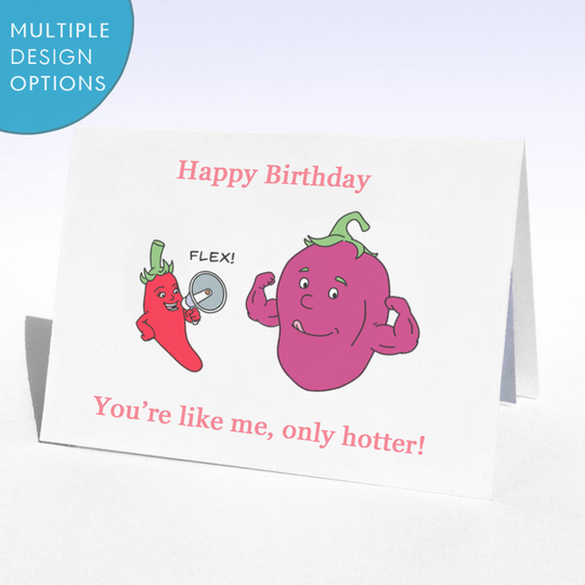 Personalised Peppers Birthday Card, Powder Blue/Blue/Pink