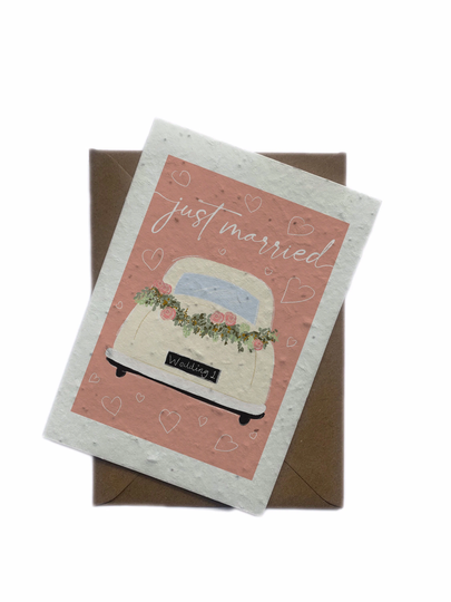Seeded Just Married Card Plantable