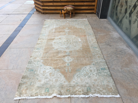 Large Turkish Rug, Organic Handmade Rug, 4.2x8.8Ft, Oushak Vintage Oversize Rug , Bohemian