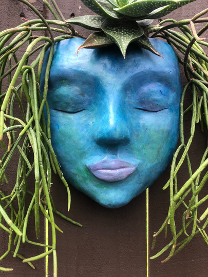 Watercolor Concrete Face Wall Planter | No Plants