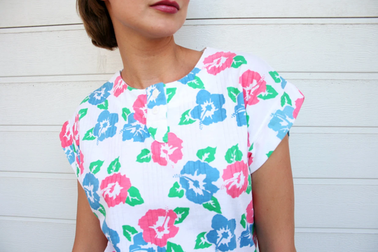 Vintage Cap Sleeve Floral Top