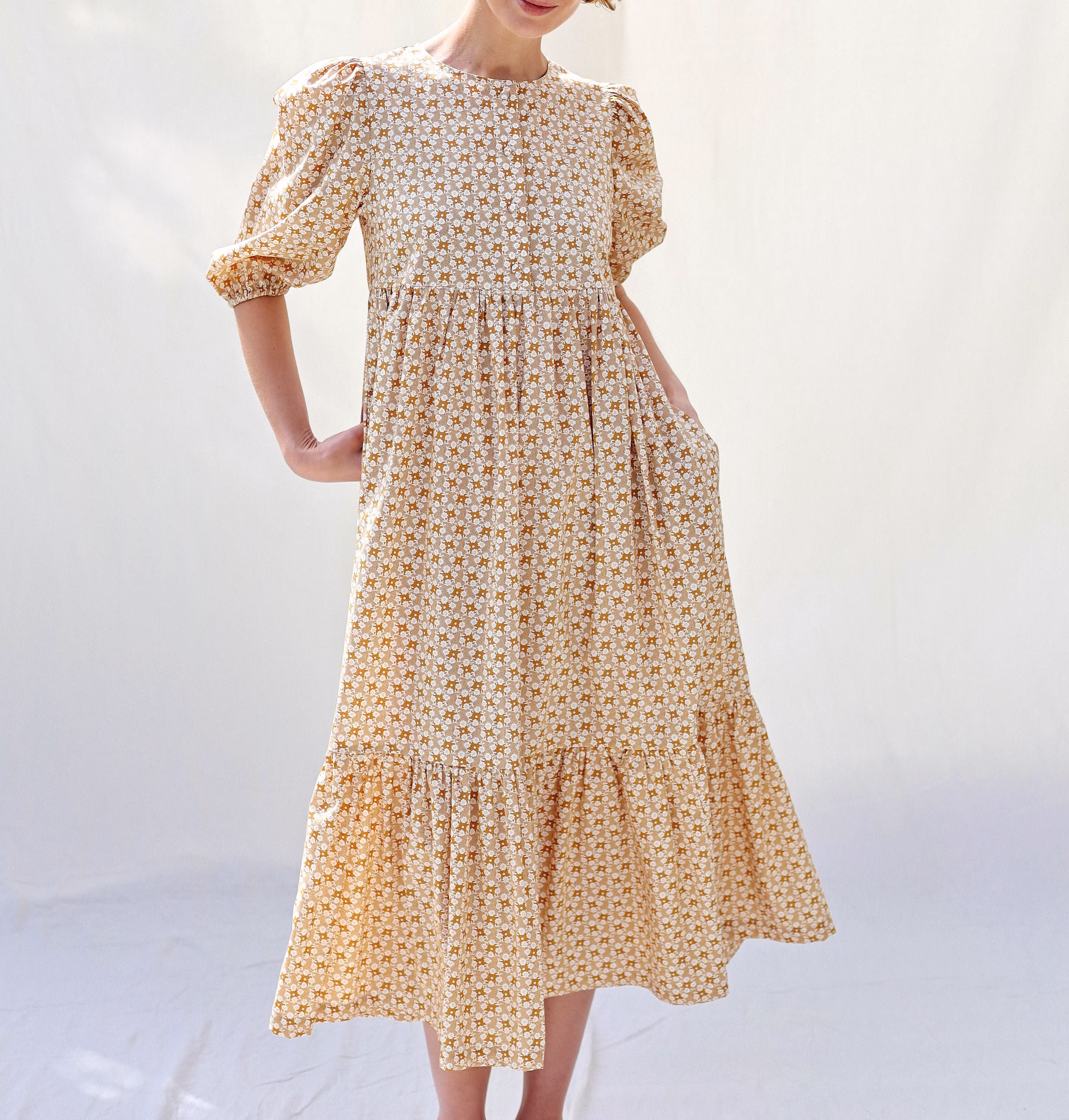 Maxi Floral Silky Organic Cotton Dress Millie/Offon Clothing