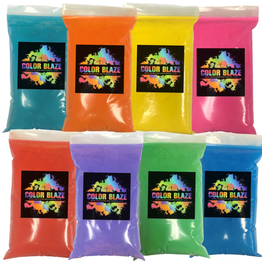 Color Blaze Holi Powder - 1 Pound Bags Your Choice Of Colors Pink, Red, Orange, Yellow, Green, Teal, Blue Or Purple