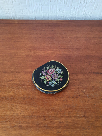 Unusual Needlepoint Powder Compact - 1950S