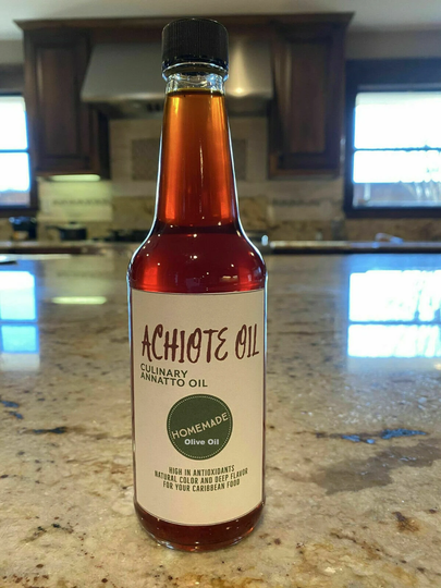 Achiote Olive Oil - Annatto Gourmet Oil. Homemade. Natural Color For Your Caribbean Cuisine 10 Oz Bottle. Healthy Antioxidants
