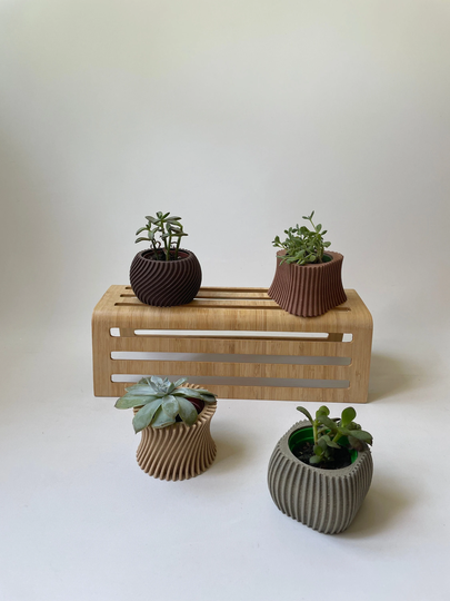 Set Of 4 Indoor Planters - Galapagos Wood With Bioplastic Gift For Her/Him Planter