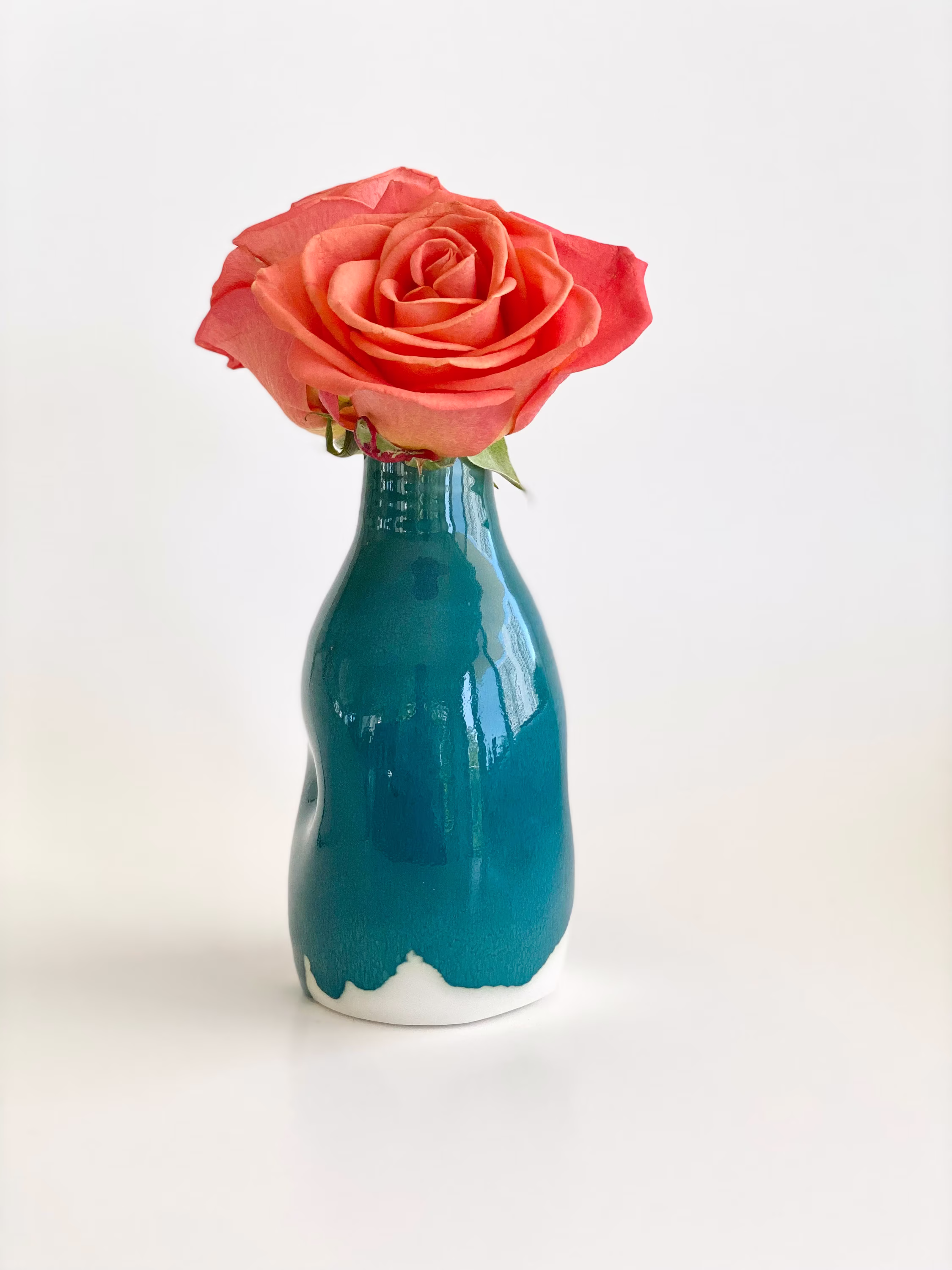 Porcelain Bud Vase, Small Pottery Green Flower Ceramic Vase