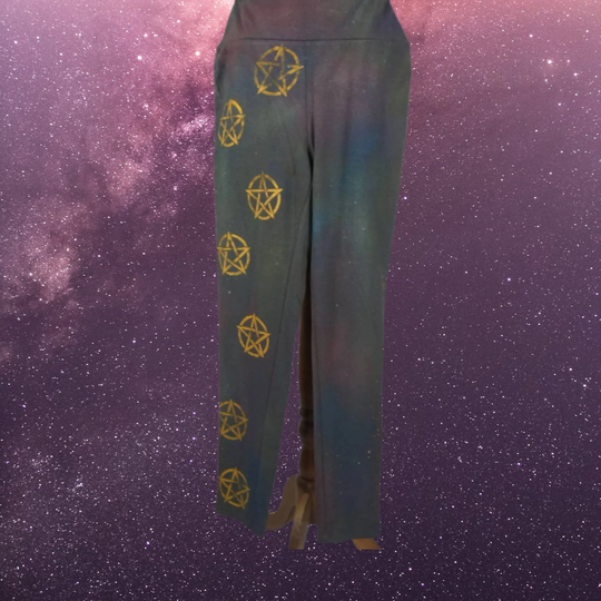 Grey Organic Leggings, Yoga Pants, Gothic Clothing, Pentagram Eco Friendly Pagan Women Witches Clothing