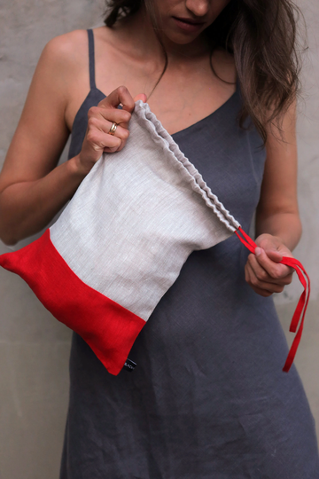 Linen Organic Bag, Market Produce Pouch, Zero Waste Vegan Eco-Friendly Organizer, Fabric Basket, Reusable Bag