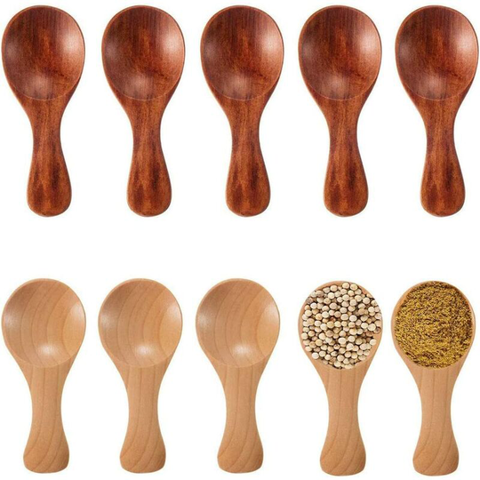 10 Pieces Wooden Milk Spoon, Small Wooden Salt Spoons, Anti-scald Wooden Creativity Mini Tea Spoon for Small Jars Jam, Spices, Sugar, Honey, Coffee,