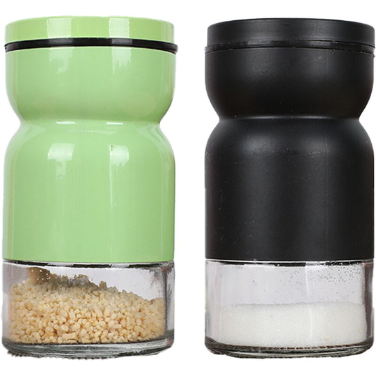 Fvbjd - Stainless Steel Glass Seasoning Bottle Seasoning Jar Home Kitchen Cooking Bottle Pepper green + black