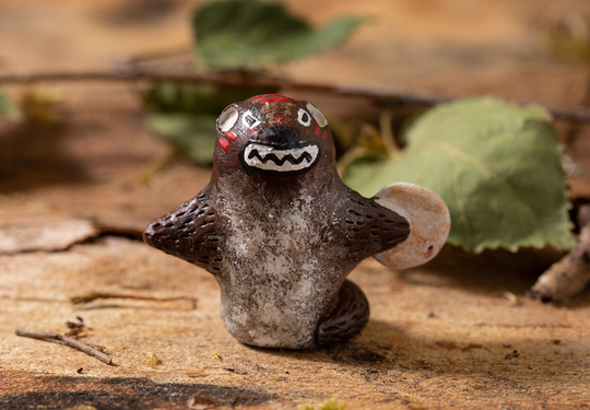 Otter Shaman. Clay Figurine, One Of A King, Handmade. Native, Folk, Spirit Animal. Medicine