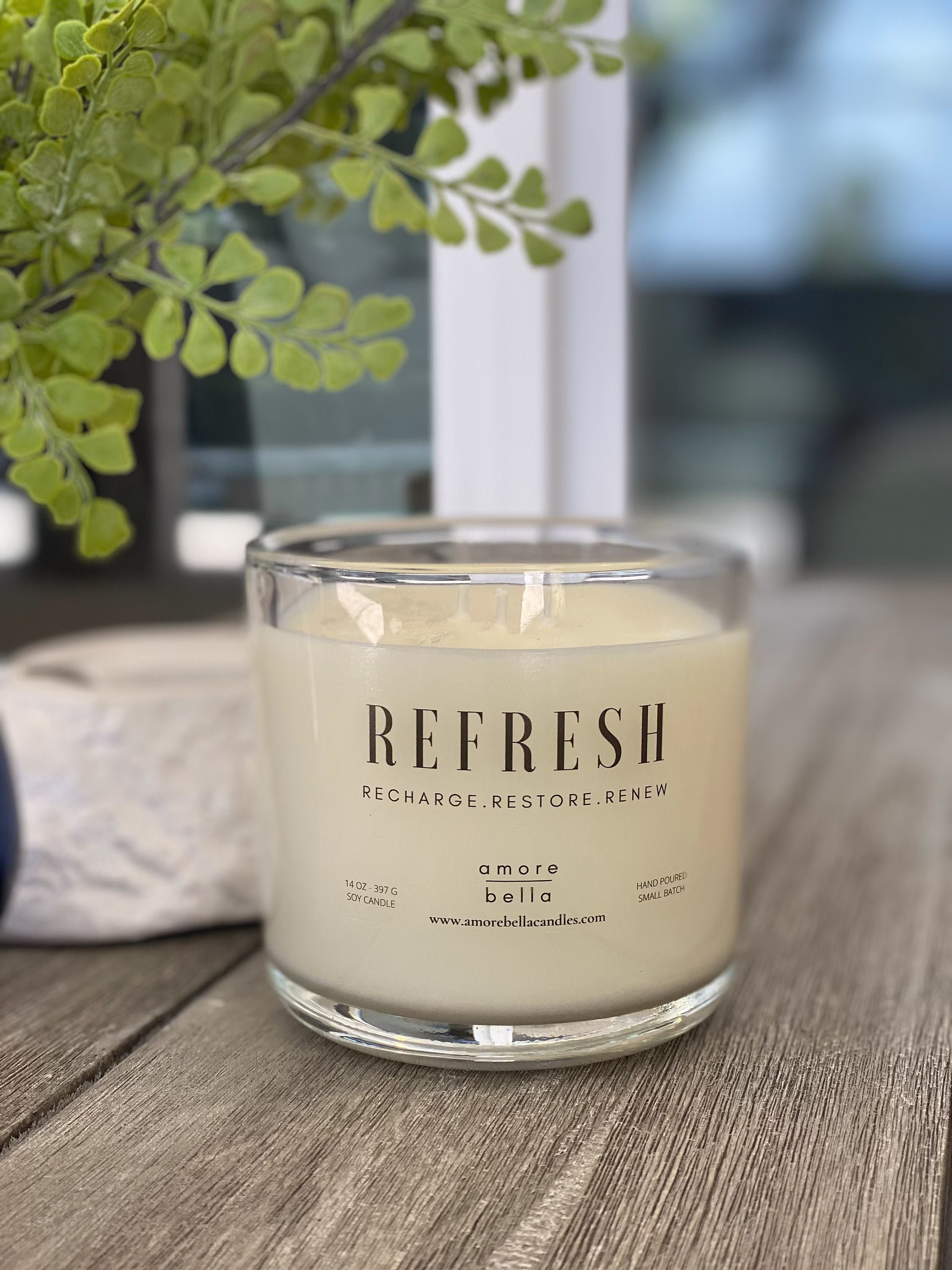 Refresh Luxury Soy Candle Natural | Triple Wick Minimal Design Birthday Gift