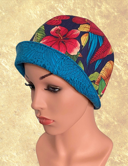 The Simonne 2Clocheforcomfort® Hat - Lightweight, Reversible, Washable, Made To Order, Pre-Washed 100% Cotton, Floral 1920S Style Cloche