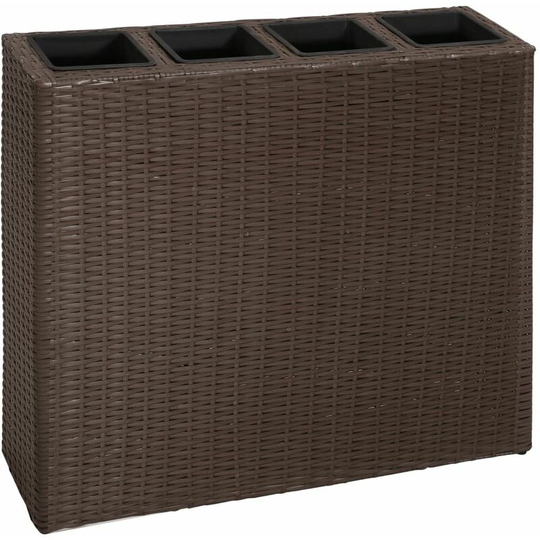 Vidaxl - Garden Raised Bed with 4 Pots Poly Rattan Brown Brown