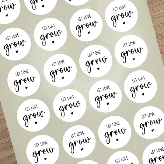 x24 Let Love Grow Wedding Favour Stickers - Seed Packet Bag Sticker Simple Flower Label Sheet UK Made